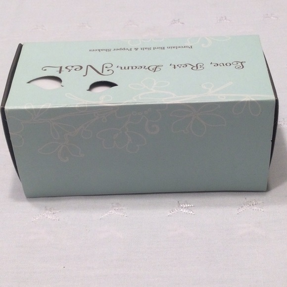 Porcelain Bird Salt & Pepper Shakers Love, Rest, Dream, Nest - Picture 2 of 3